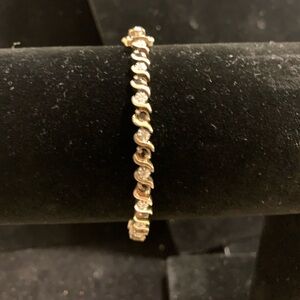Gold Over 925 Tennis Bracelet With Diamonds and Onyx I Believe